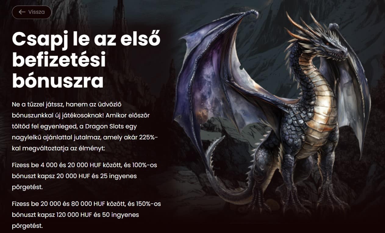 dragonslots első befizetési bónusz