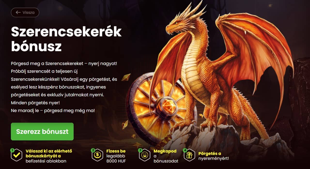 dragonslots szerencsekerék bónusz